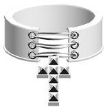 white gothic emo laced studded cross choker 3.0