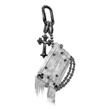 White Grunge Silver Waist Wallet Keychain