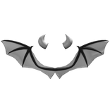 White Halloween Vampire Wings + Horns Combo