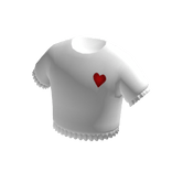 White Heart T-Shirt Croptop w/ Ruffles