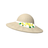 White Hibiscus Embellished Brim Sun Hat