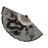 white japanese dragon bamboo folding doma fan