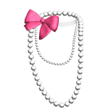 White Layered Pearl Necklace Pink Bow Gyaru Y2K