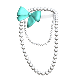 White Layered Pearl Necklace Teal Bow Gyaru Y2K
