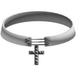 White Leather Choker Cross Emo Goth