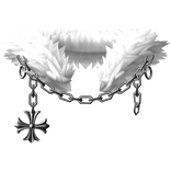 White Light Chained Heraldic Lily Pendant Neck Fur