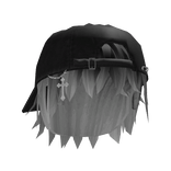 White Messy Anime Boy Hair w/ Y2K Distressed Hat