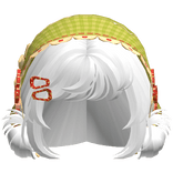 White Messy Buns W/ Mori Kei Green Bonnet