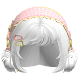 White Messy Buns W/ Mori Kei Pink & Green Bonnet