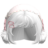 White Messy Buns W/ Mori Kei Pink Bonnet