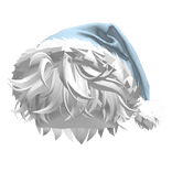 White Messy Hair w/ Blue Santa Hat
