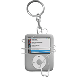 White Music Player With Headphones Keychain