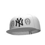 White NY Chrome Tilted Fitted Cap