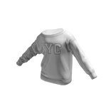 White NYC Varsity Off Shoulder Sweater