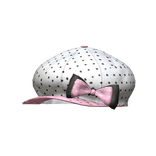 White Pink Gyaru Newsboy Cap Bow Black Dots Cute