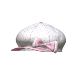 White Pink Gyaru Newsboy Cap Bow Dots Cute