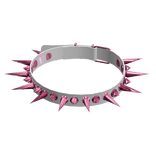 white pink spike collar necklace