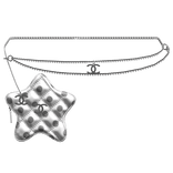 White Polka Cstar Quilted Waist Bag Silver