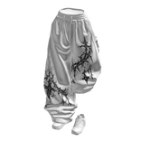 White Print Half Raised Baggy Sweatpants w/ Shoes