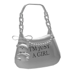 White Purse "I'm Just a Girl" Pearl Teddy Preppy ♡