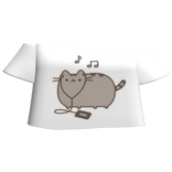 white pusheen music shirt