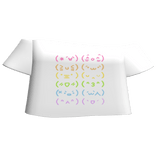 white rainbow kaomoji shirt