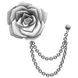 White Rose Vintage Lapel Pin With Silver Chains