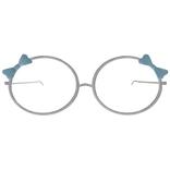 White Round Glasses with Blue Bow