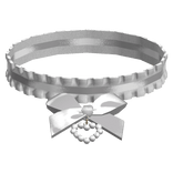 White Ruffled Ribbon Pearl Heart Choker Necklace