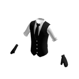 White Shirt & Formal Black Vest w/ Gloves