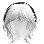 White Short Wolf Cut Hair with Headphones