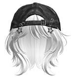 White Short Wolf Cut Hair with Y2K Distressed Hat