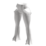 White Silk Goth Flared Pants with Lace & Corset