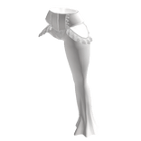 White Silk Goth One-Leg Pants with Lace & Corset