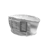 white silver distressed denim belt crop top