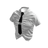 White Suit Top with Black Tie 🫐