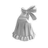 White Swimsuit Y2K Beach Bodysuit One piece Ribbon