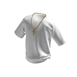 White T-Shirt w/ Gold Cross Chain