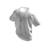 White T-Shirt with Gold Cross Chain