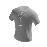 White T-Shirt with Silver Cross Necklace