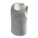 White Tank Top w/ Gold Cross Chain