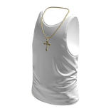 White Tank Top w/ Gold Cross Necklace