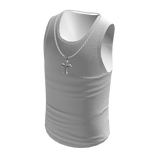 White Tank Top w/ Silver Cross Chain