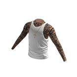 White Tank Top with Cross Chain Gold