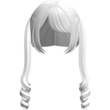 White Twin Swirly Curls W Bangs