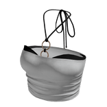 White Urban Summer Beach Black Bikini Tube Top