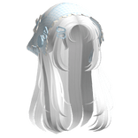 White Wispy Hair W/ Mori Kei Blue Bonnet
