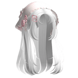 White Wispy Hair W/ Mori Kei Pink Bonnet