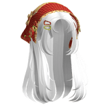 White Wispy Hair W/ Mori Kei Red Bonnet