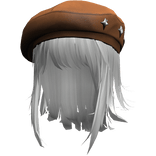 White Wolfcut w/ Brown Y2k Star Beret